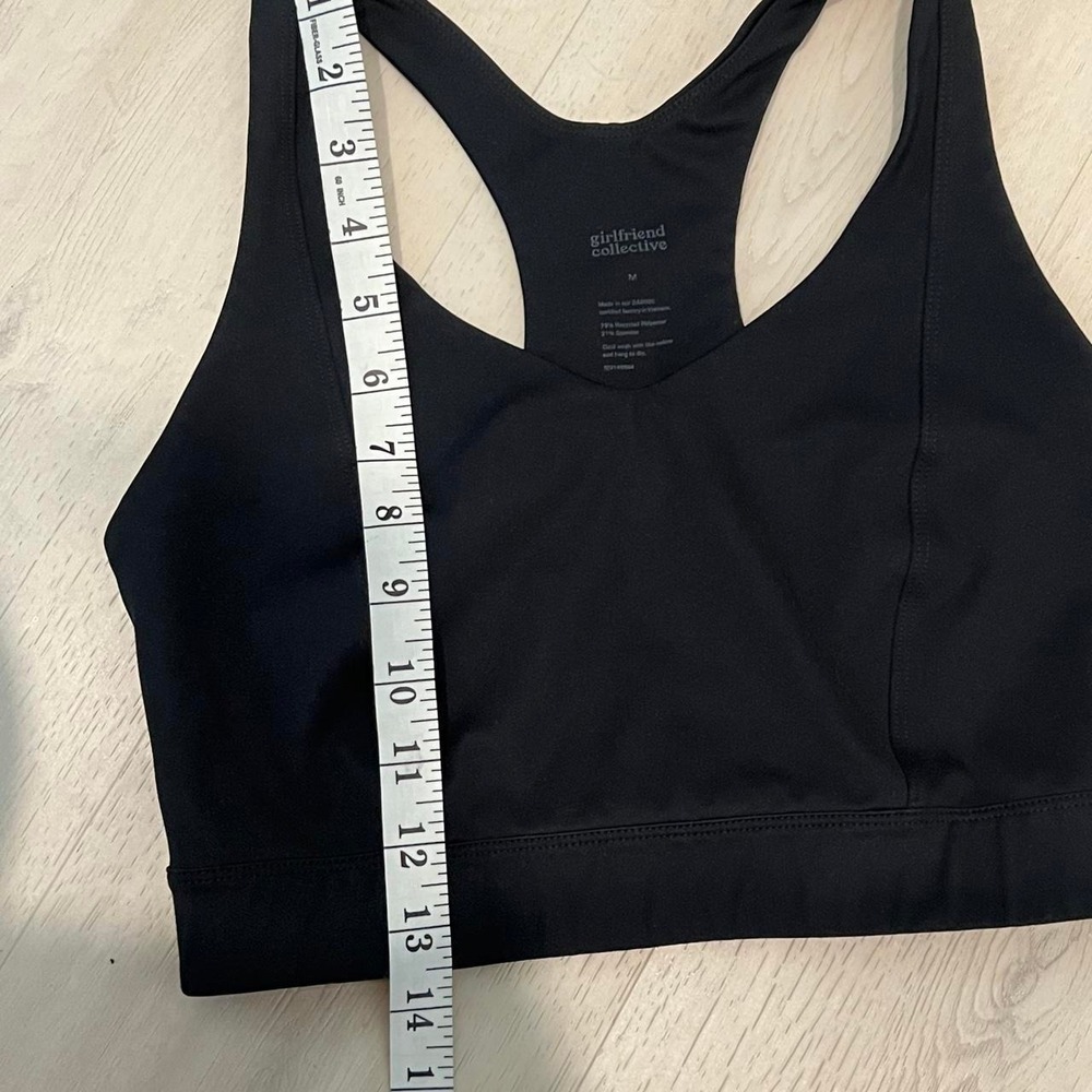 Girlfriend Collective black racer back  sports bra with triangle cut out  medium - Picture 4 of 4